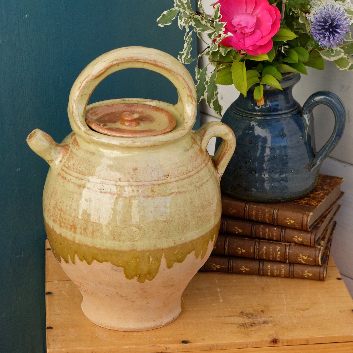 French Vintage Gargoulette ~ Semi Glazed Provencal Mediterranean Style TerraCotta Jug Jarre Cruche