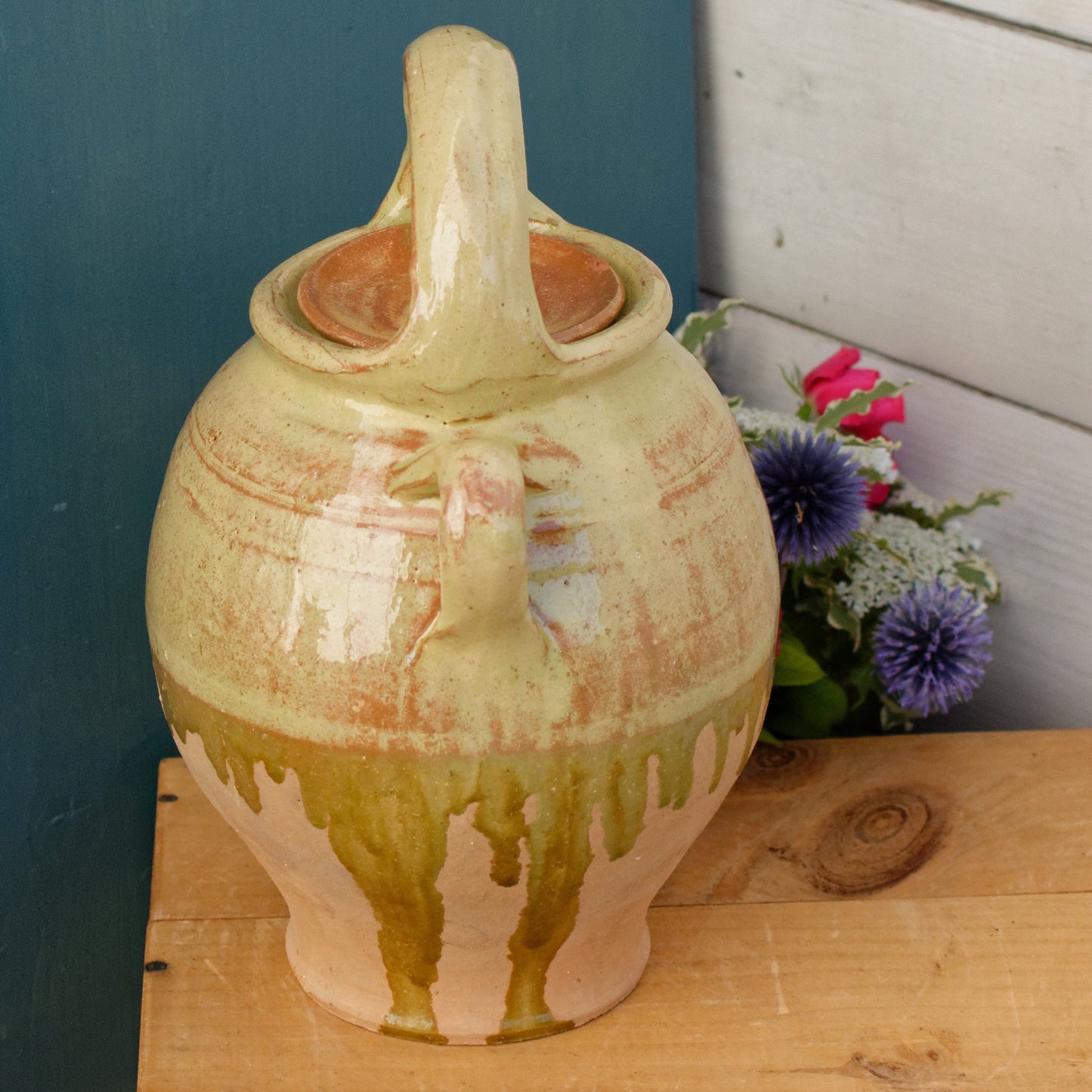 French Vintage Gargoulette ~ Semi Glazed Provencal Mediterranean Style TerraCotta Jug Jarre Cruche