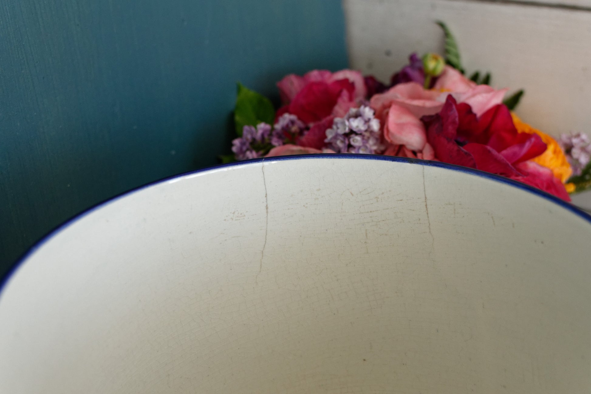 MAUVE Motif GIEN France French Antique Polychrome Garden Pot Cache Pot Jardiniere DECOR de PIVOINES Peonies Terre Cuite Faience