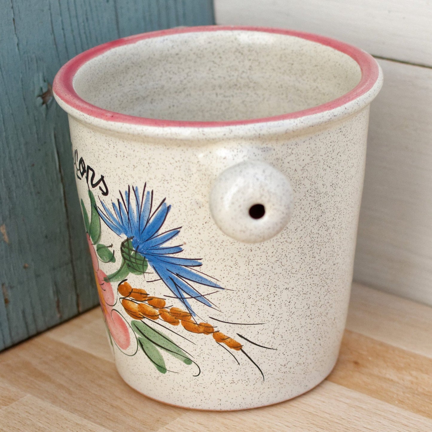 French Vintage Small Handmade Ceramic Ice Bucket ~  Art Pottery by "Vallauris" Seau a Glacons