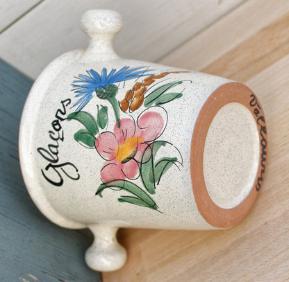 French Vintage Small Handmade Ceramic Ice Bucket ~  Art Pottery by "Vallauris" Seau a Glacons