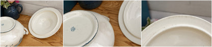 H.B. & Cie (Hautin, Boulenger & Choisy-Le-Roi) Terre de Fer France Paris French Antique Ironstone Blue Transferware Soup Tureen "Soupiere" Terre de fer