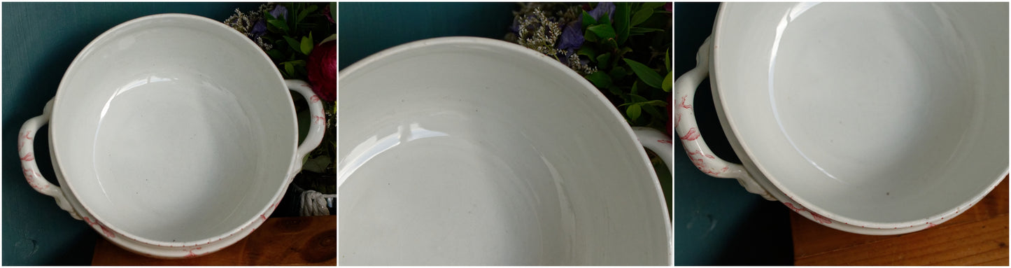 1890年代/1900年代～「BLEUET」 K&amp;G（ケラー・エ・ゲラン）リュネヴィル～希少なフランスアンティークアイアンストーンスープチュリーン＆サービングプレート～テール・ド・フェール