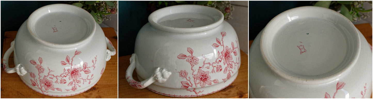 1890年代/1900年代～「BLEUET」 K&amp;G（ケラー・エ・ゲラン）リュネヴィル～希少なフランスアンティークアイアンストーンスープチュリーン＆サービングプレート～テール・ド・フェール