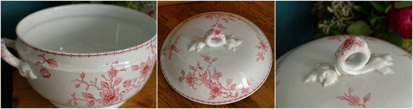 1890年代/1900年代～「BLEUET」 K&amp;G（ケラー・エ・ゲラン）リュネヴィル～希少なフランスアンティークアイアンストーンスープチュリーン＆サービングプレート～テール・ド・フェール