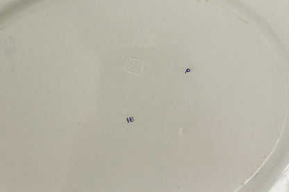 1800s Henry Burgess (HB) Burslem Bone China Antique English Ironstone Lavender Pattern Oval Serving Plate Terre de Fer lion unicorn