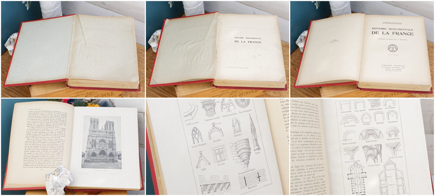 1924 HISTOIRE MONUMENTALE DE LA FRANCE by Antheme Saint-Paul HACHETTE French Antique Collectible First Edition Illustrated Polychrome Hardcover Book Novel Gilded Cartonnage Livre 