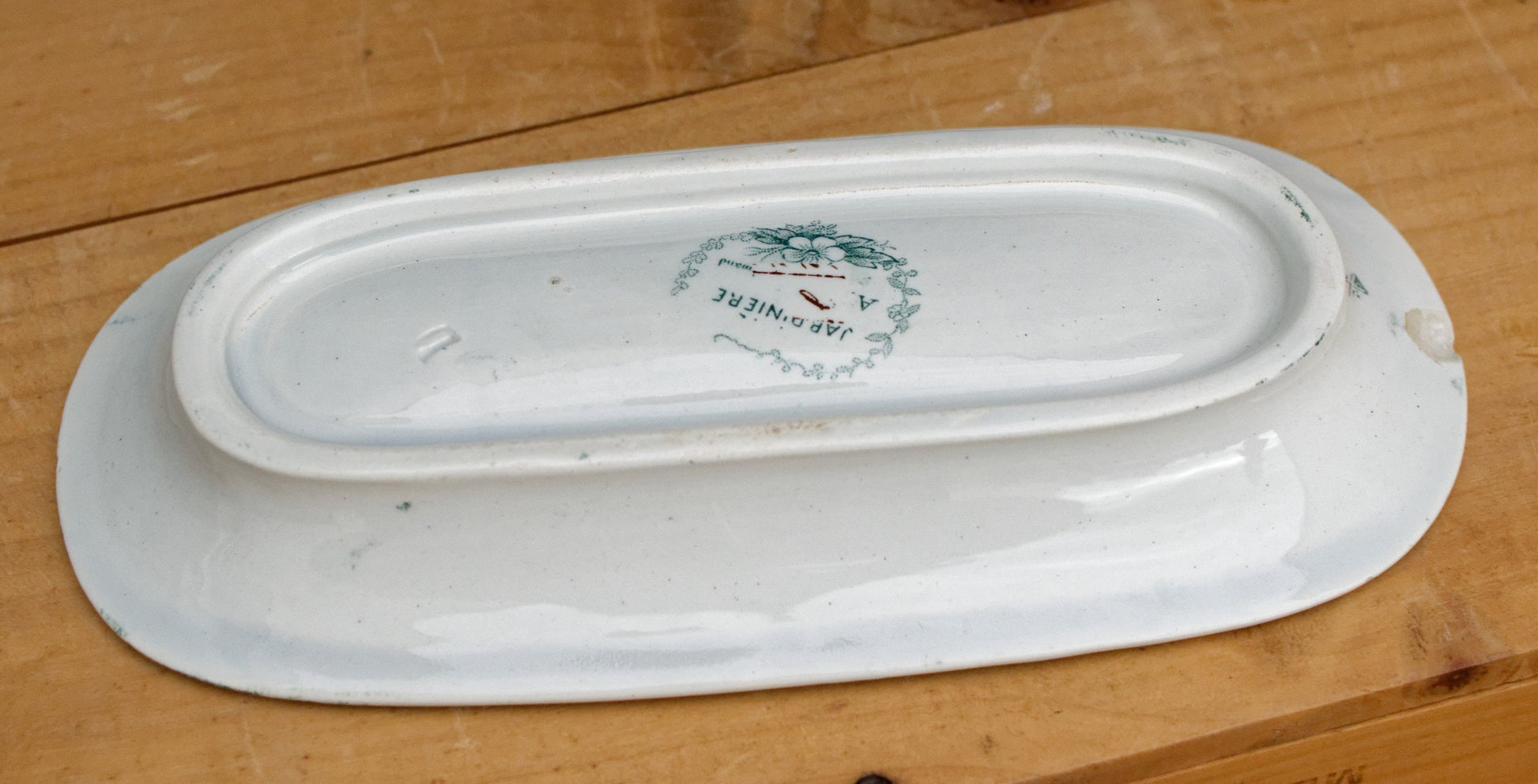 JONQUILLE A.Lebacqz & M.Bouchart St Amand Nord  French Antique Collectible Ironstone Teal Transferware Bathroom Pitcher BROC & Soap Dish Terre de fer faience