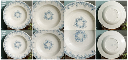 K&G (Keller et Guérin) Luneville French Vintage Ironstone Blue Transferware Soup Plate Terre de Fer