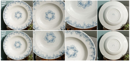 K&G (Keller et Guérin) Luneville French Vintage Ironstone Blue Transferware Soup Plate Terre de Fer