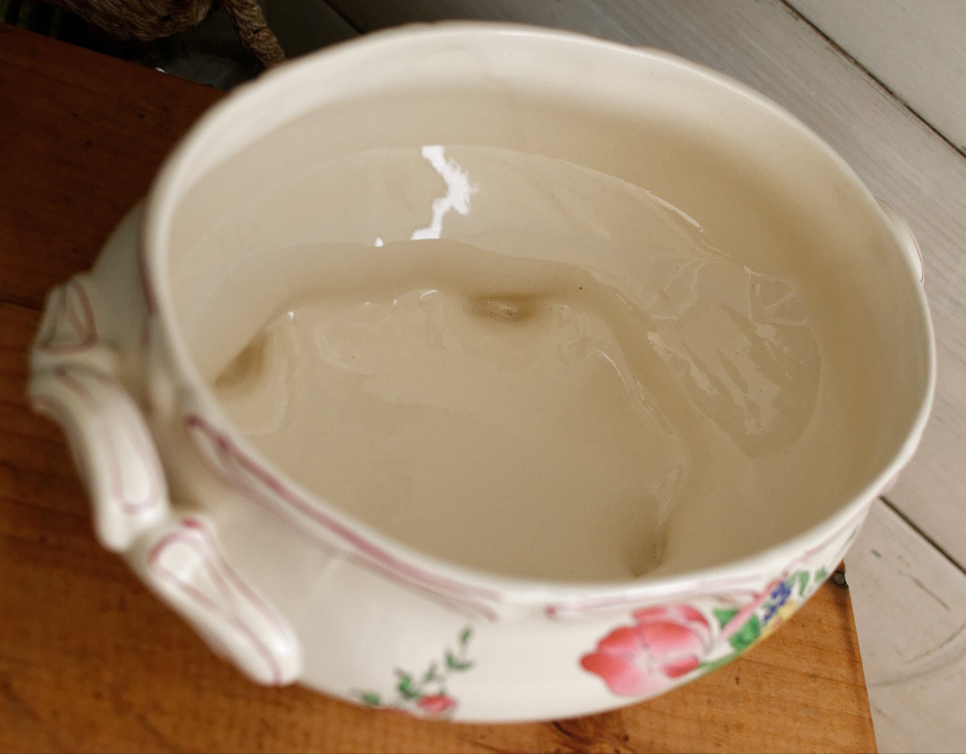 Reverbere K&G (Keller et Guérin) Lunéville French Antique Ironstone Hand-Painted Polychrome Soup Tureen Soupiere Terre de Fer en Faience