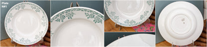 K&G (Keller et Guérin) Luneville French Vintage Ironstone Green Transferware Soup Plate Terre de Fer