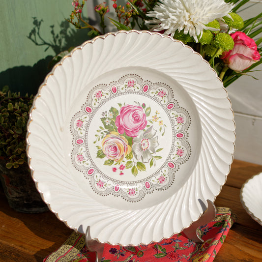 K&G (Keller et Guérin) Luneville French Antique Ironstone Floral Serving Plate Terre de Fer