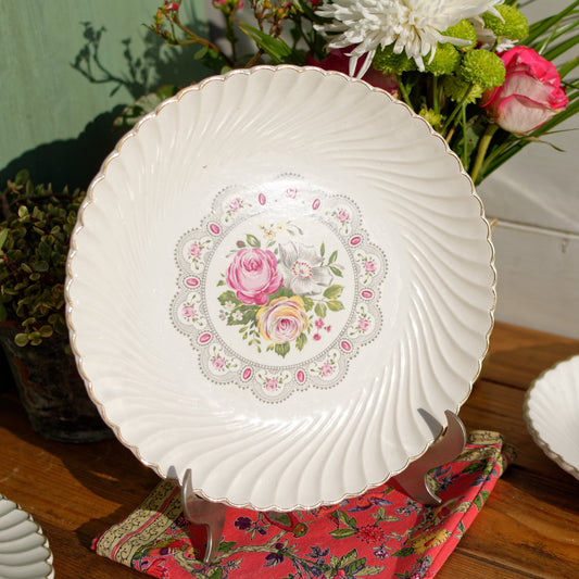 K&G (Keller et Guérin) Luneville French Antique Ironstone Floral Serving Plate Terre de Fer