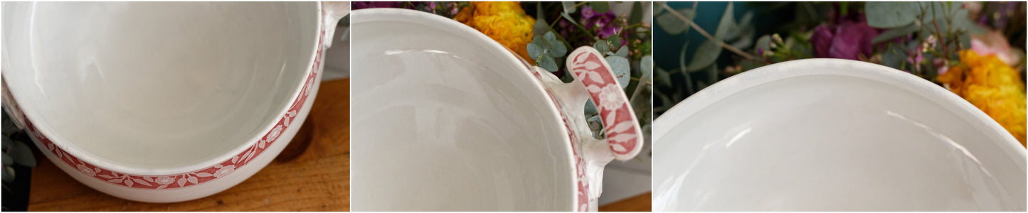 1920s ~ Service Varsovie LABRADOR CREIL et MONTEREAU Depose France ~ French Antique Ironstone Red Transferware Soup Tureen "Soupiere" ~ Terre de Fer en Faience