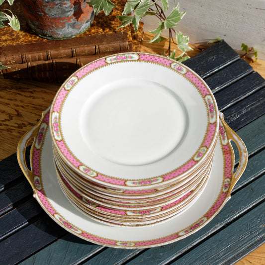 C&P LIMOGES France Cake Service ~ French Antique Fine Porcelain Serving Set Service 10 ppl