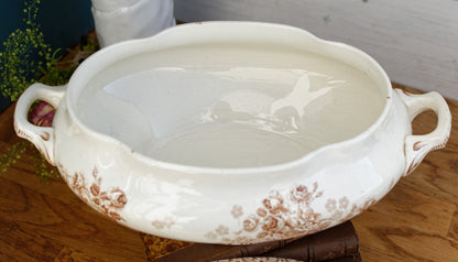 1890s ~ LUCIE Terre de Fer H.B. & Cie (Hautin, Boulenger) Choisy-Le-Roi ~ French Antique Ironstone Brown Transferware Soup Tureen "Soupiere" ~ Terre de Fer Faience