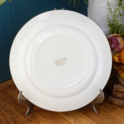 Années 1890 ~ ​​« SAIGNON » H.Boulenger &amp; Cie Choisy-Le-Roi ~ Français Antique Ironstone Blue Transferware Dinner Plate ~ Terre de fer