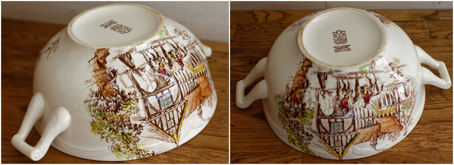 1950s ~  LUDLOW GIEN France ~ French Vintage Ironstone PolyChrome Soup Tureen "Soupiere" ~ Terre de Fer en Faience