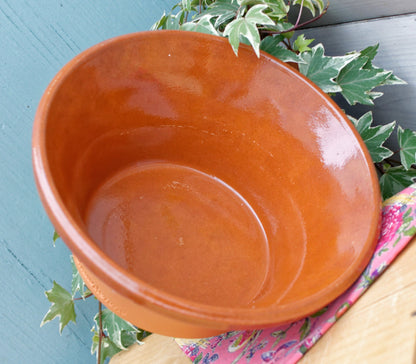 La Belle Chaurienne French Vintage Round Glazed Terracotta Mixing Bowl Tian Enameled Sandstone Stoneware Pottery