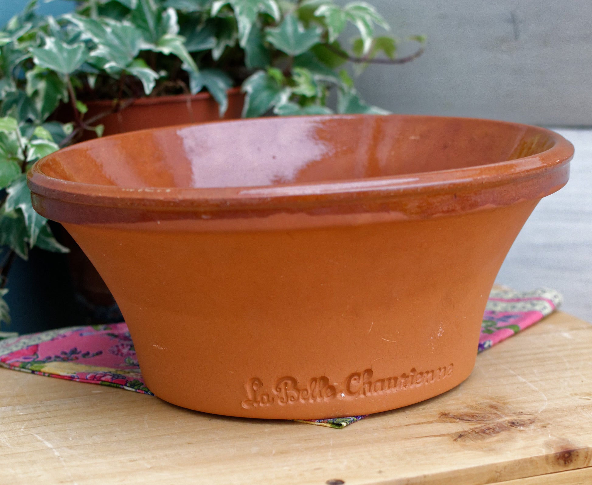 La Belle Chaurienne French Vintage Round Glazed Terracotta Mixing Bowl Tian Enameled Sandstone Stoneware Pottery