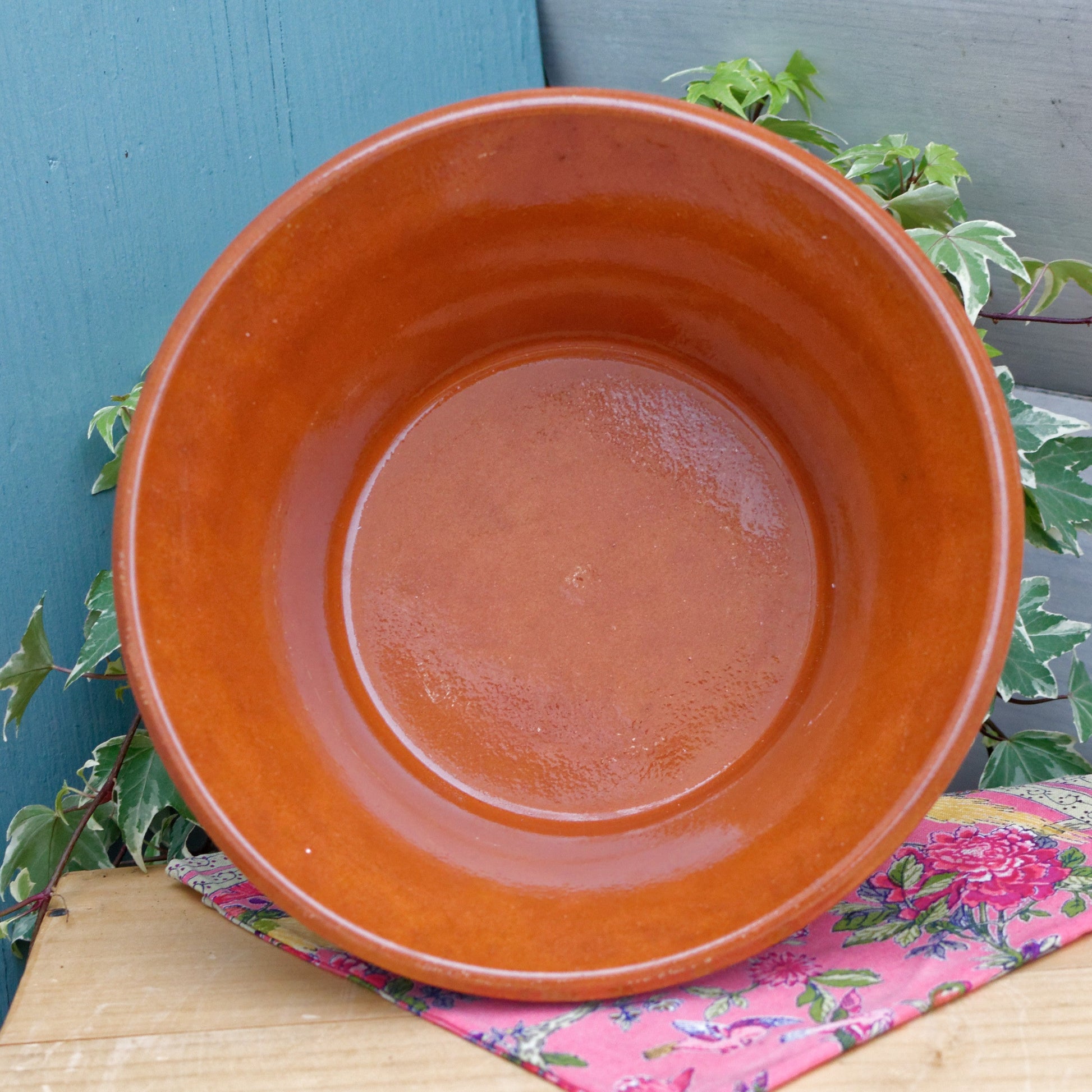 La Belle Chaurienne French Vintage Round Glazed Terracotta Mixing Bowl Tian Enameled Sandstone Stoneware Pottery