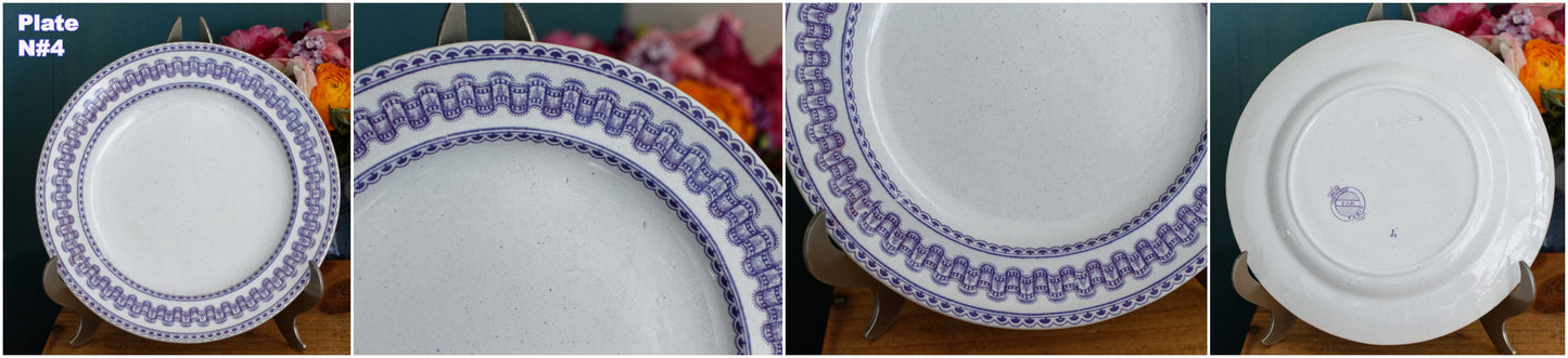 T&B TURIN Antique Ironstone Porcelain Lavender Transferware Salad Plate Terre de Fer en Faience