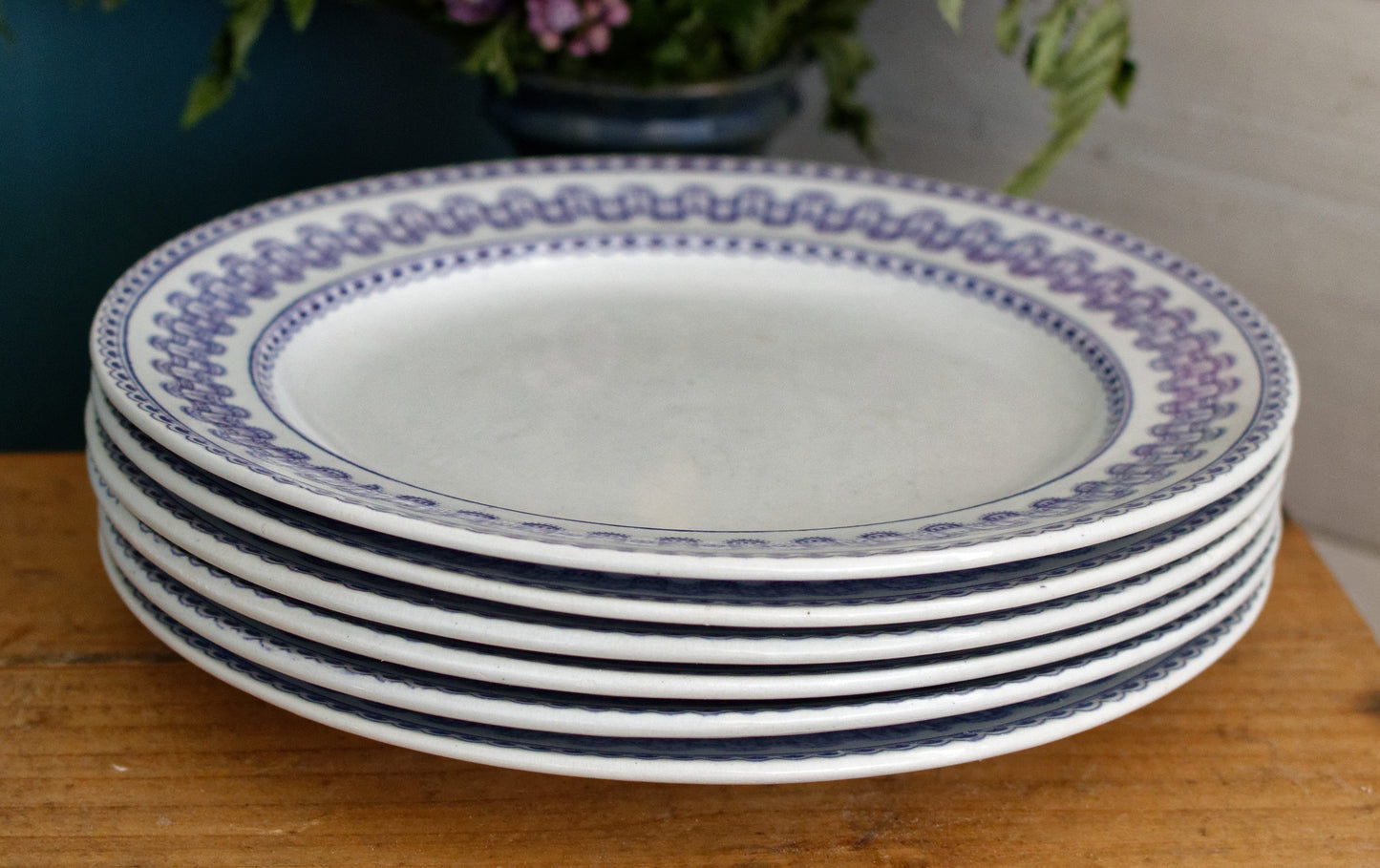 T&B TURIN Antique Ironstone Porcelain Lavender Transferware Salad Plate Terre de Fer en Faience