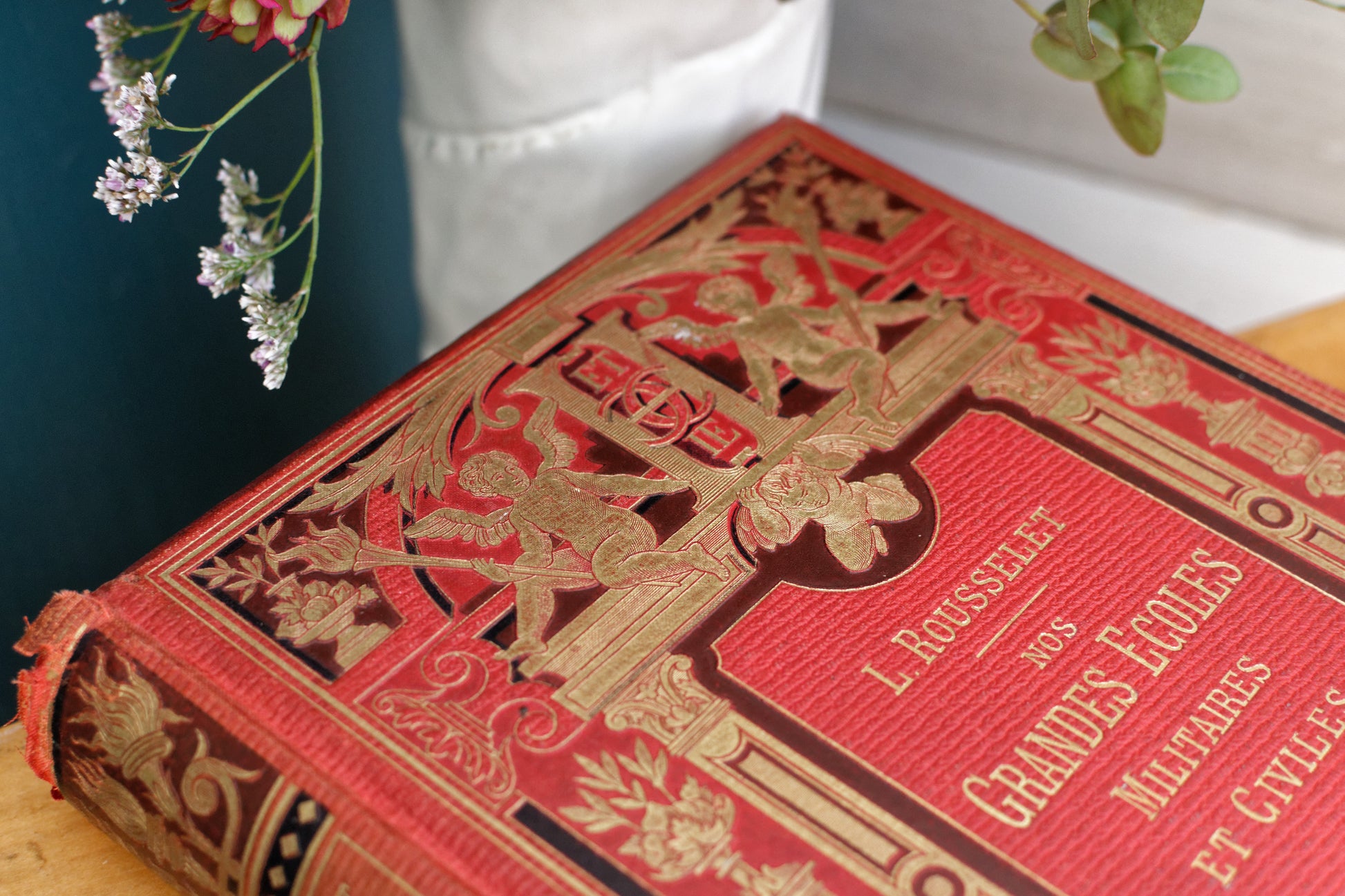 1888 NOS GRANDES ECOLES MILITAIRE et CIVILES by Louis Rousselet HACHETTE et Cie French Antique Collectible First Edition Illustrated Polychrome Hardcover Book Novel Gilded Cartonnage Livre