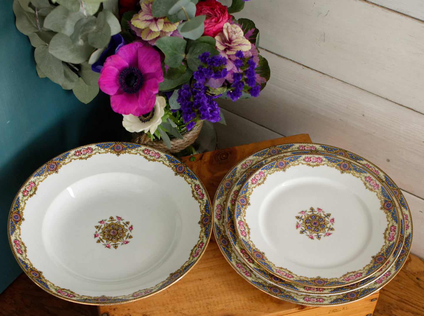 1920s F. Legrand & Cie LIMOGES France French Antique Fine Porcelain Plate "Assiette" 20 & 22 cm