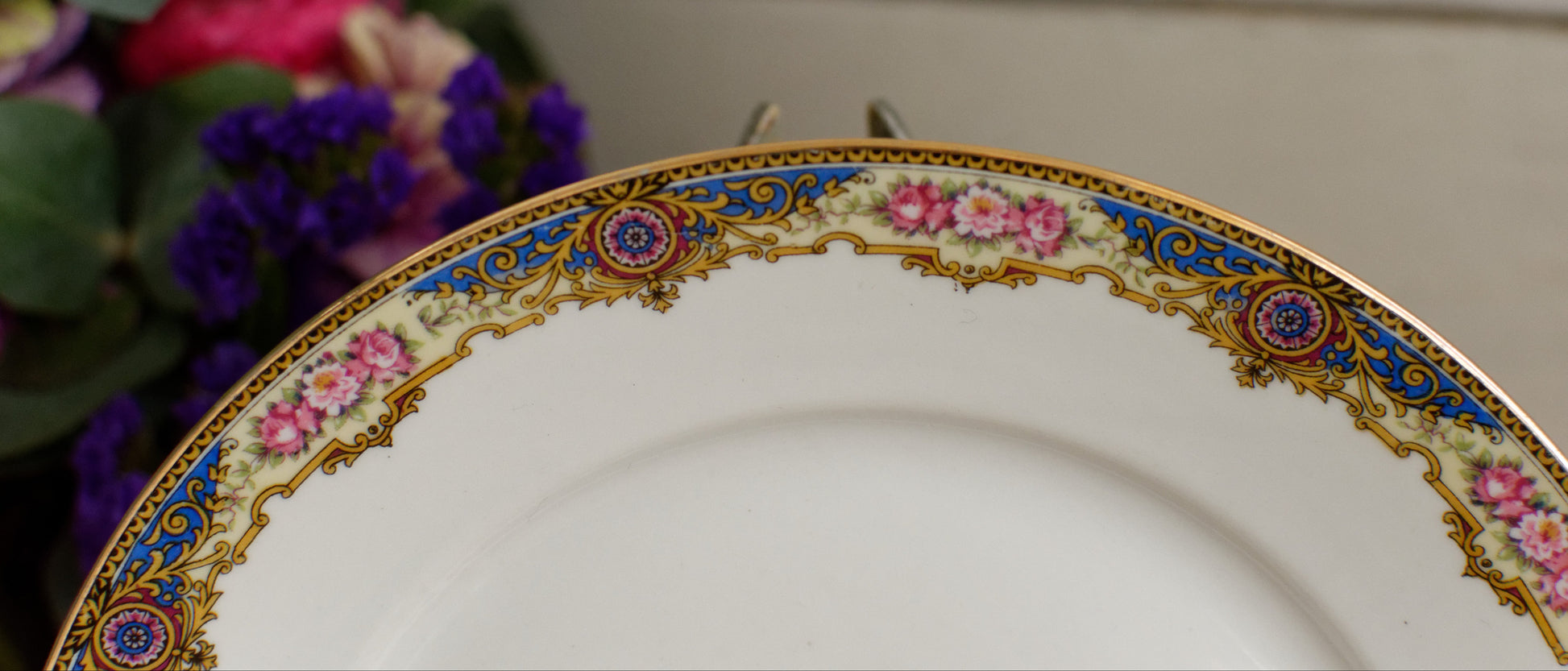 1920s F. Legrand & Cie LIMOGES France French Antique Fine Porcelain Footed Cake Plate "Plat à gâteau sur pied" Footed Serving Plate