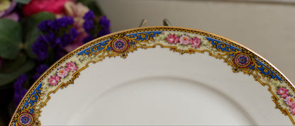 1920s F. Legrand & Cie LIMOGES France French Antique Fine Porcelain Footed Cake Plate "Plat à gâteau sur pied" Footed Serving Plate