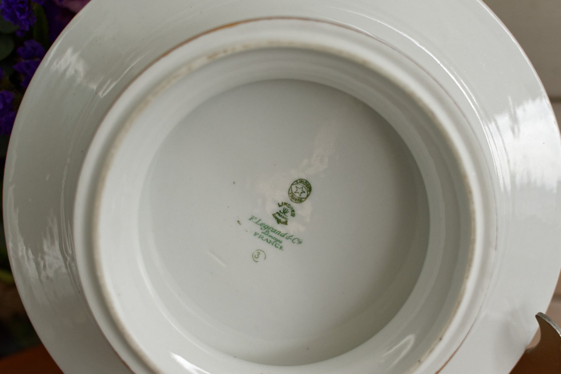 1920s F. Legrand & Cie LIMOGES France French Antique Fine Porcelain Footed Cake Plate "Plat à gâteau sur pied" Footed Serving Plate