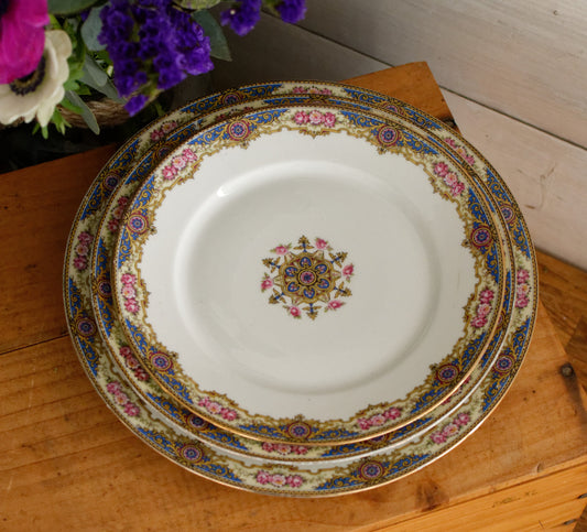 1920s F. Legrand & Cie LIMOGES France French Antique Fine Porcelain Plate "Assiette" 20 & 22 cm