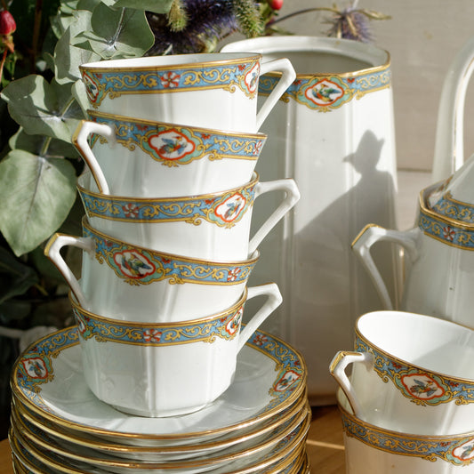 1920s ~ F. Legrand & Cie LIMOGES ~ French Antique Fine Porcelain Partial Coffee/Tea Service ~ Fine China