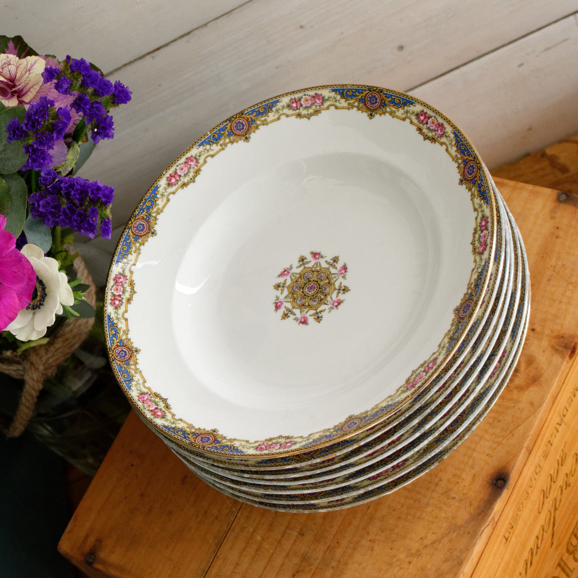 1920s F. Legrand & Cie LIMOGES France French Antique Fine Porcelain Soup Plate "Assiette Creuse"