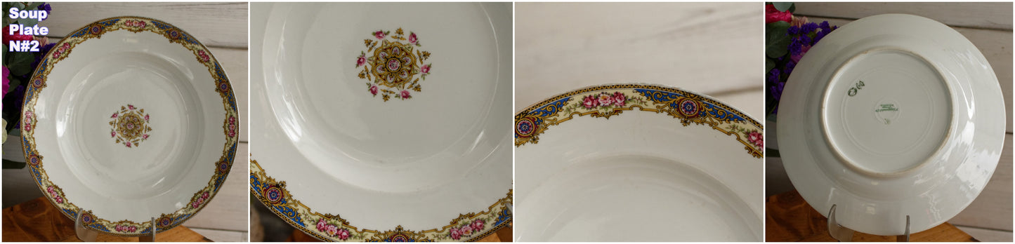 1920s F. Legrand & Cie LIMOGES France French Antique Fine Porcelain Soup Plate "Assiette Creuse"