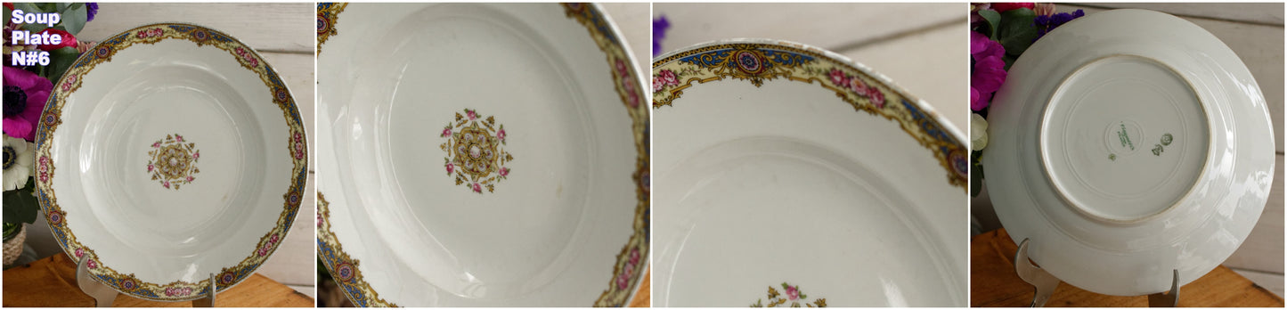 1920s F. Legrand & Cie LIMOGES France French Antique Fine Porcelain Soup Plate "Assiette Creuse"