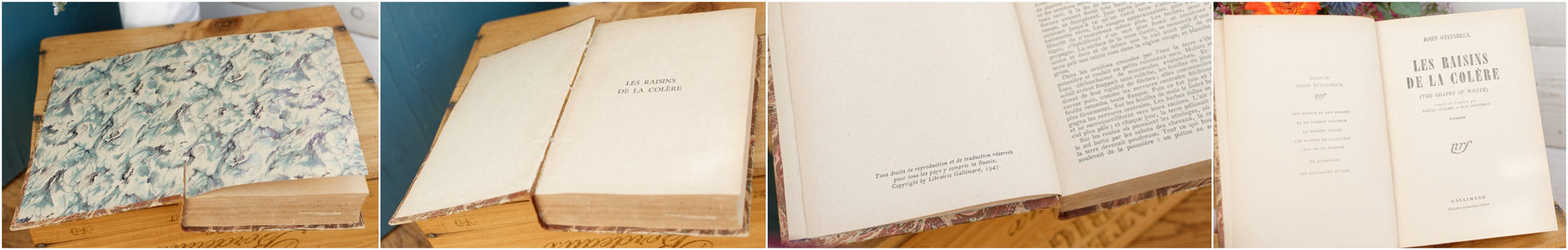 1947 Les Raisons pour le Colère by John Steinbeck Published by Librairie Gallimard French Vintage Illustrated Hardcover Book Livre