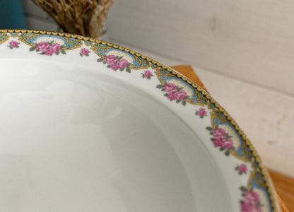 LIMOGES France French Antique Fine Porcelain Serving Bowl Bol Creux Rose Gold Garland Gilding