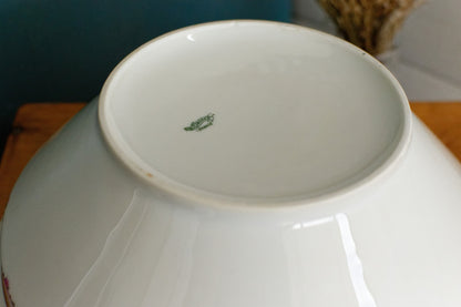 LIMOGES France French Antique Fine Porcelain Serving Bowl Bol Creux Rose Gold Garland Gilding