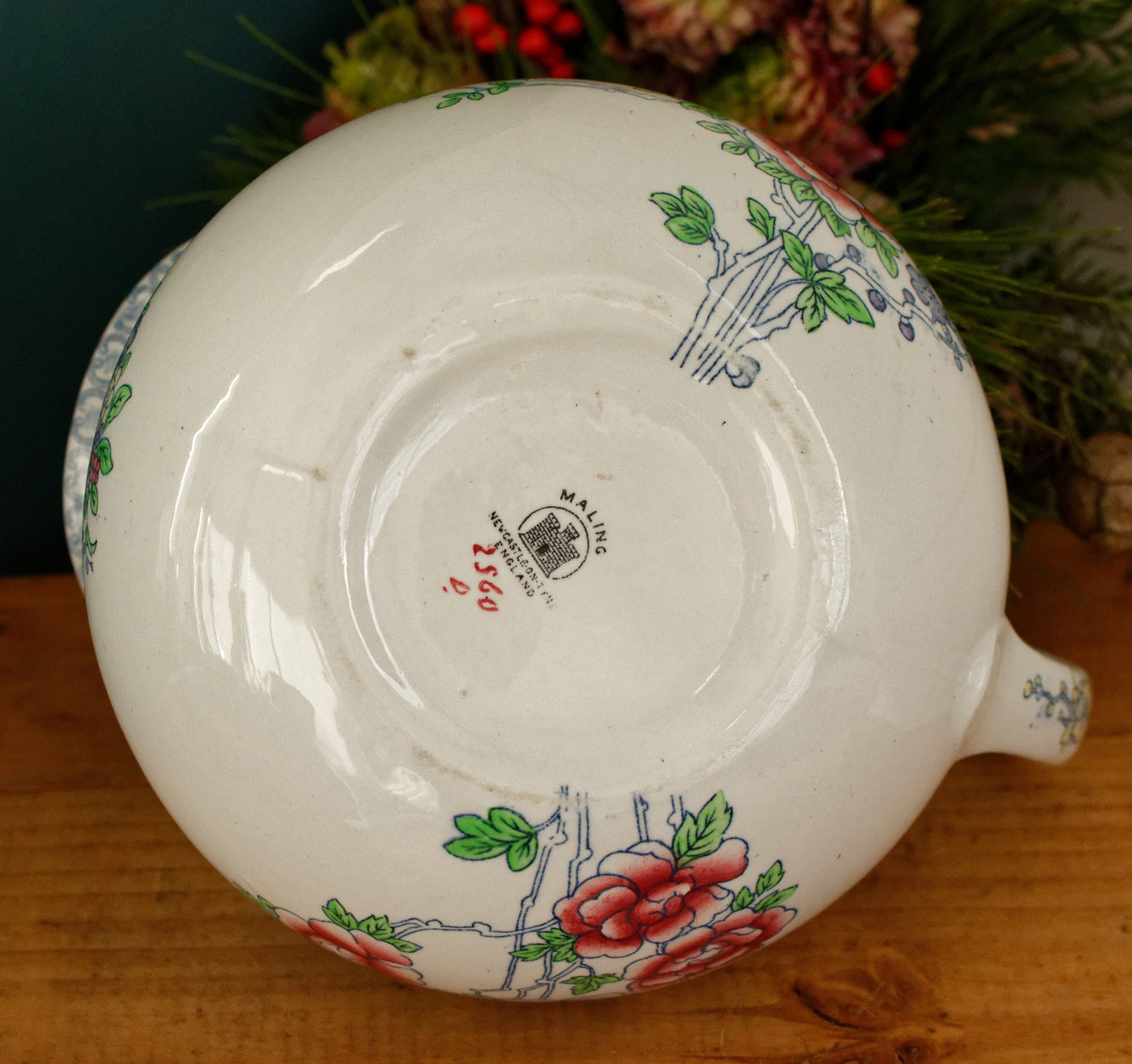 1920s ~ MALING Newcastle-on-Tyne ENGLAND ~ English Antique Ironstone Polychrome Floral Bathroom Pitcher "Broc de Toilette CRUCHE" ~ Hand Painted Fine China