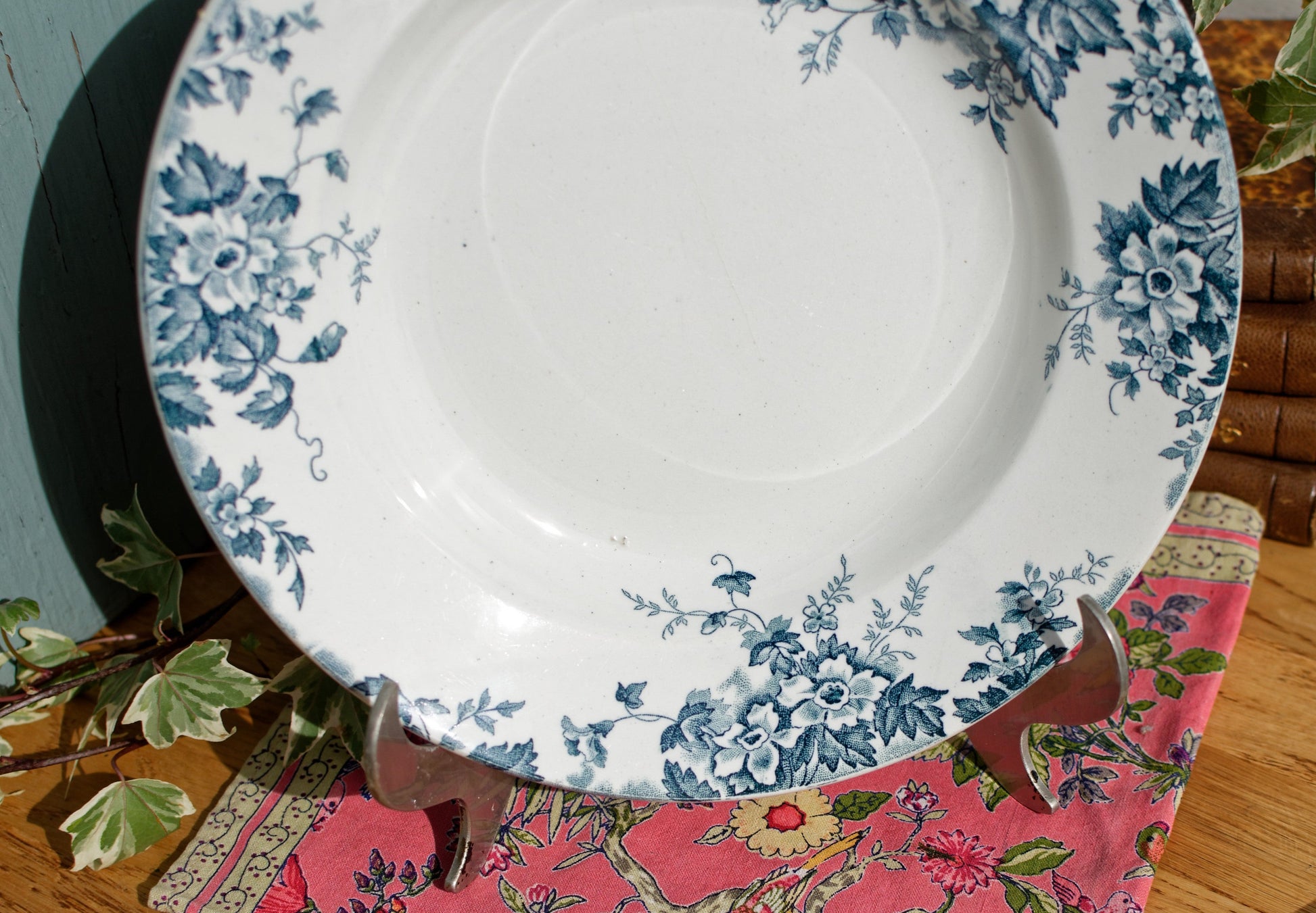 MARIE LOUISE Moulin des Loups & Hamage Nord French Antique Ironstone Blue Transferware Plate Terre de Fer