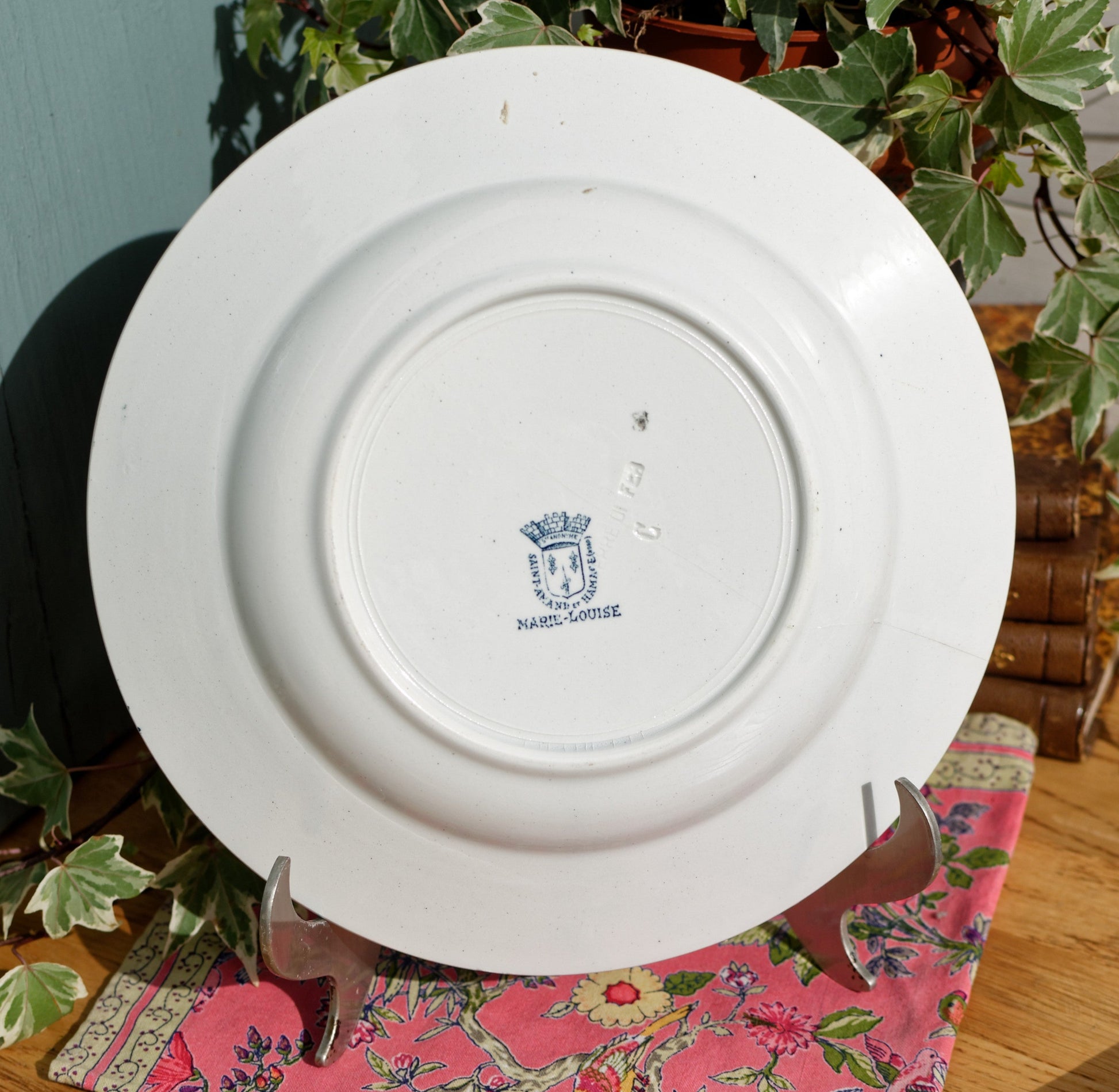 MARIE LOUISE Moulin des Loups & Hamage Nord French Antique Ironstone Blue Transferware Plate Terre de Fer