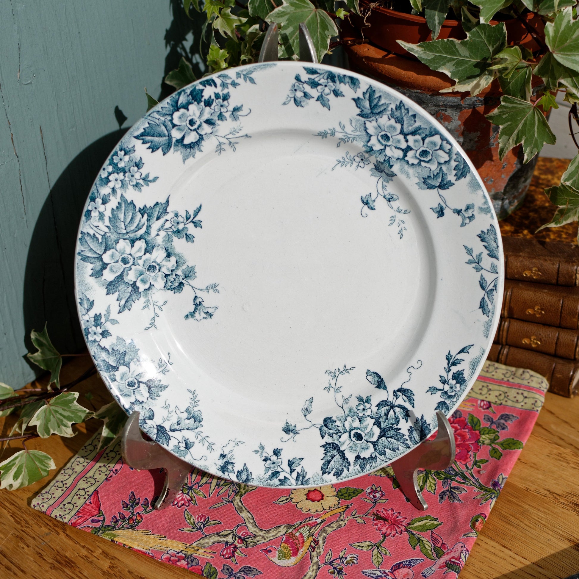 MARIE LOUISE Moulin des Loups & Hamage Nord French Antique Ironstone Blue Transferware Plate Terre de Fer
