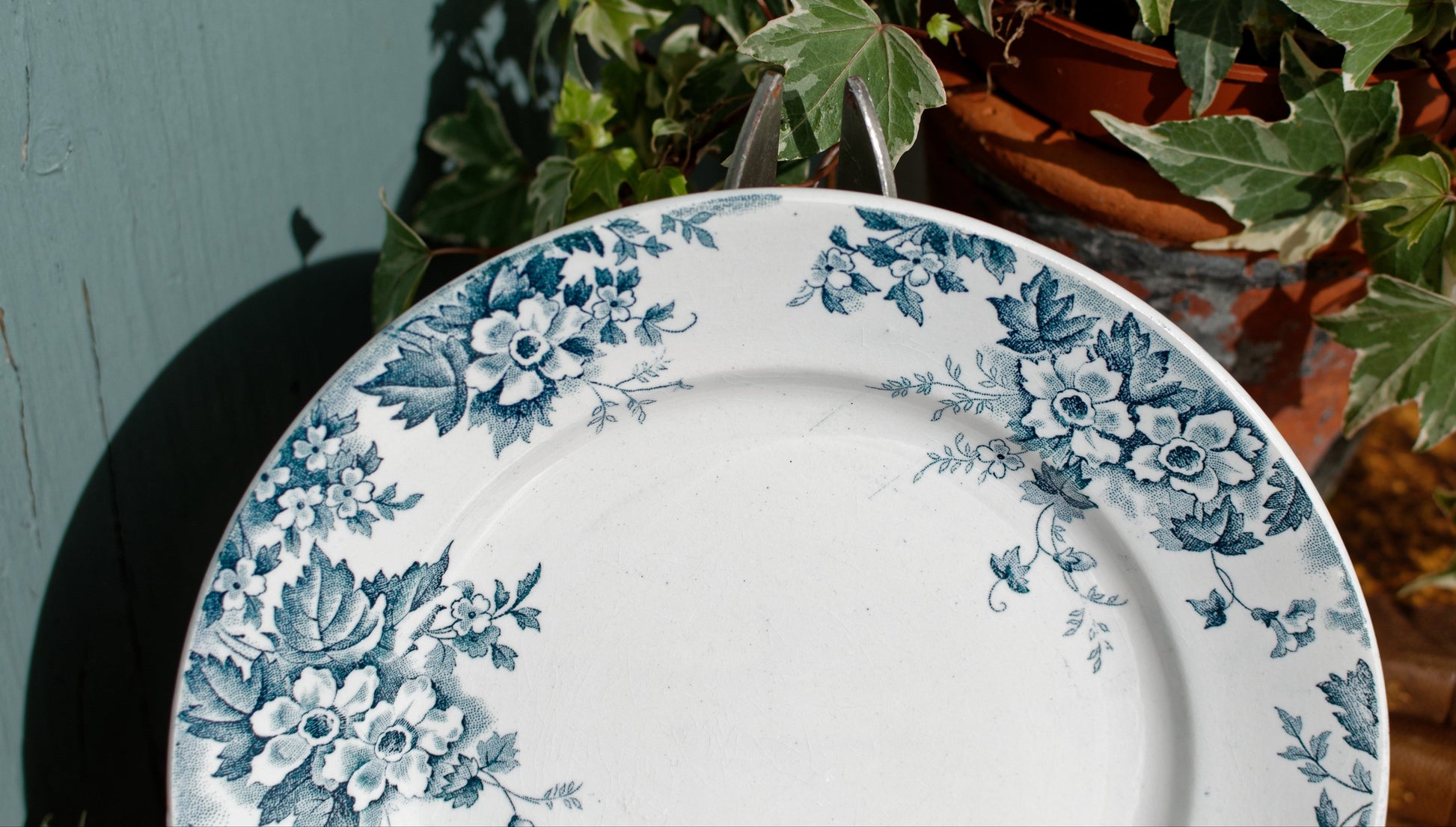 MARIE LOUISE Moulin des Loups & Hamage Nord French Antique Ironstone Blue Transferware Plate Terre de Fer