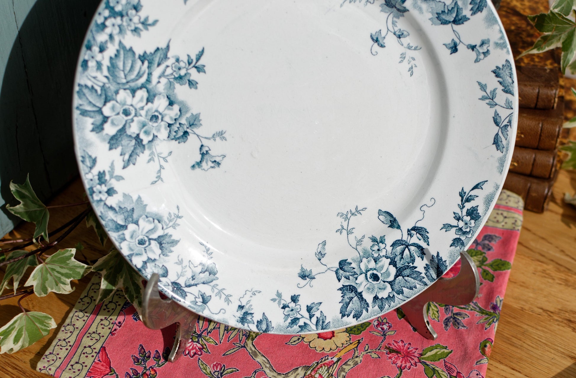 MARIE LOUISE Moulin des Loups & Hamage Nord French Antique Ironstone Blue Transferware Plate Terre de Fer