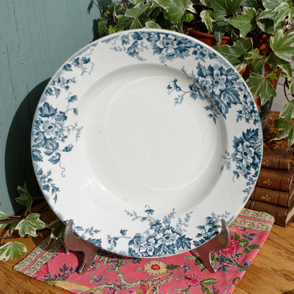 MARIE LOUISE Moulin des Loups & Hamage Nord French Antique Ironstone Blue Transferware Plate Terre de Fer