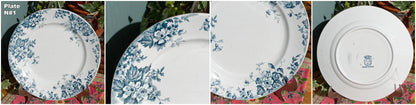 MARIE LOUISE Moulin des Loups & Hamage Nord French Antique Ironstone Blue Transferware Plate Terre de Fer