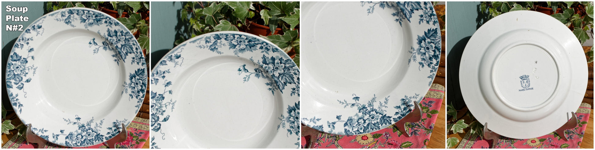 MARIE LOUISE Moulin des Loups & Hamage Nord French Antique Ironstone Blue Transferware Plate Terre de Fer